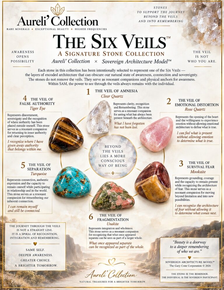 Books and Publications The Six Veils presentation showing the labeled crystalline companions and their resonances within the Sovereign Architecture Model™